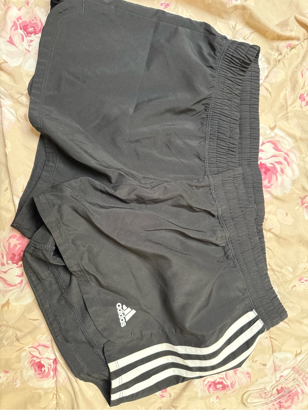 Adidas Black Athletic Running Shorts with White Stripes
